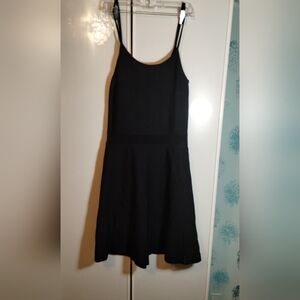 Sandro Midi A-line Black Stretchy Knitted Dress Sz M Excellent Condition